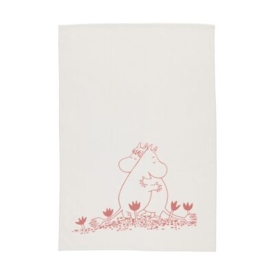 Arabia Moomin keittiöpyyhe 50x70 cm Rakkaus valkoinen