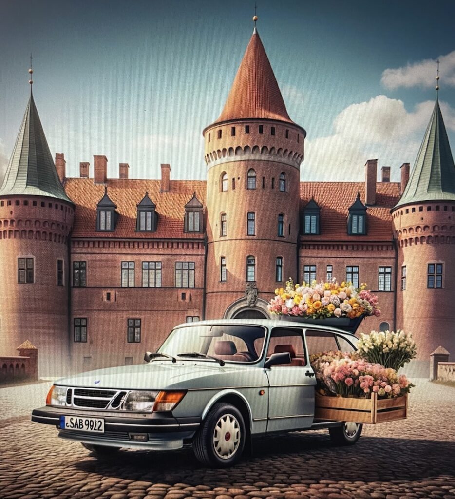 Saab 900 kukkatoimitus