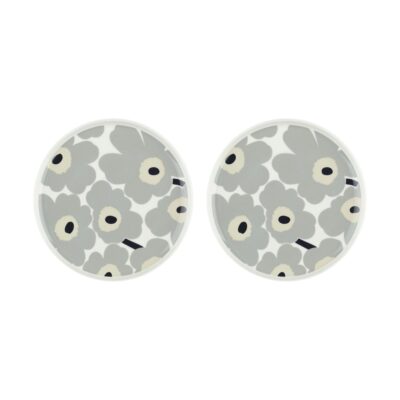 Marimekko Unikko lautanen Ø25 cm 2-pakkaus White-light grey-sand-dark blue