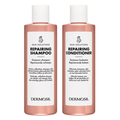 Korjaava shampoo ja hoitoaine