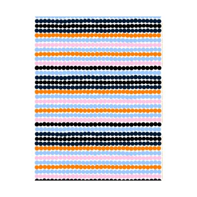 Marimekko Räsymatto kangas White-light blue-orange-pink