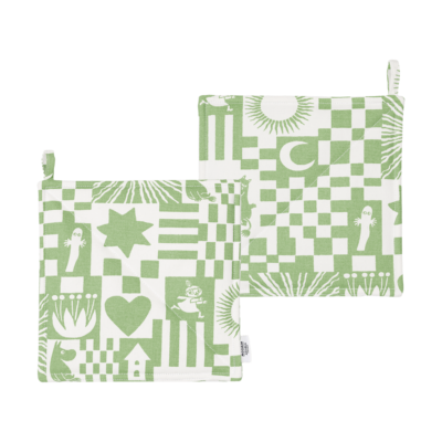 Moomin Arabia Juhla Muumi patalappu 22x22 cm 2-pack. Vihreä