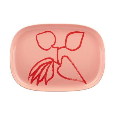 Marimekko Ukonhattu tarjoilulautanen 23x32 cm. Salmon red-tomato red