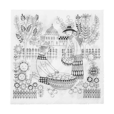 Arabia Emilia paperinen lautasliina 33x33 cm 20-pack Musta-valkoinen