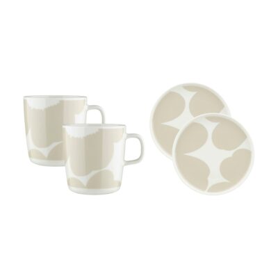 Marimekko Iso Unikko aamiaissetti 4 osaa Valkoinen straw