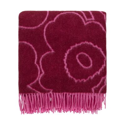 Marimekko Piirto Unikko viltti 130x170 cm Burgundyn-fuksian