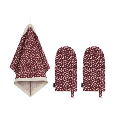 Marimekko Pikkuinen Unikko keittiösetti 3 osaa Linenburgundy