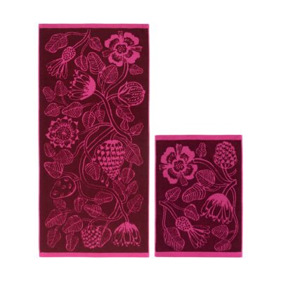 Marimekko Tiara pyyhesetti 2 osaa Burgundi-pinkki