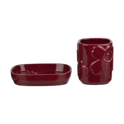 Marimekko Unikko kylpyhuonesetti 2 osaa Burgundy