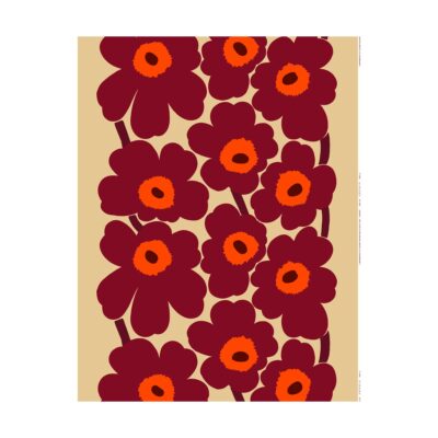 Marimekko Unikko pellavakangas Vanilla-viininpunainen-red